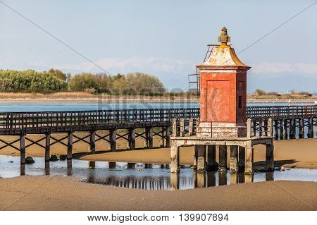 Little Lighthouse In Lignano Bibbione Italy.