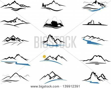 set of Mountains Icons cartoon for you design