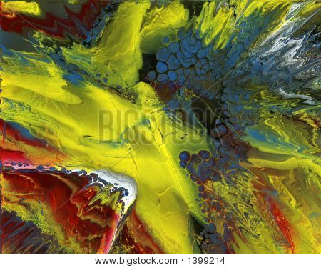 Ola amarilla de pintura al óleo abstracto original