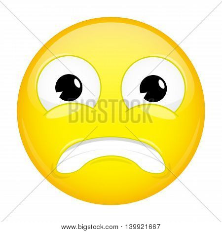 Shock emoji. Surprise emotion. Puzzled emoticon. Vector illustration smile icon.