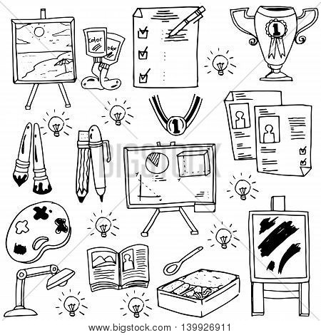 Education suplies doodles school collection vecor art