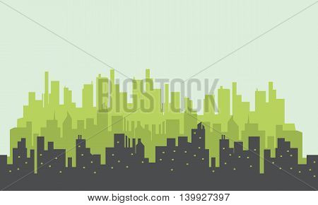 Many building silhouettes scenery vector art collection stock