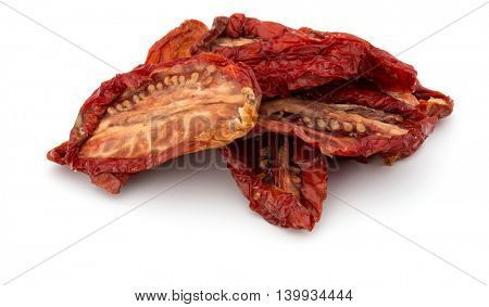 Dried tomatoes isolated on white background cutout