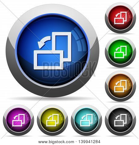 Set of round glossy Rotate element left buttons. Arranged layer structure.