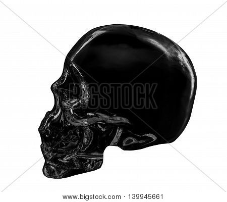 Black Color skull isolated dicut with clipping path