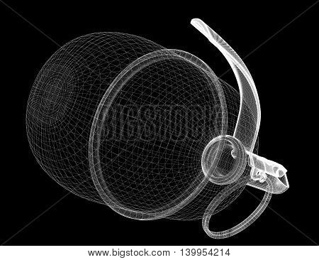 granade on background, body structure , wire model