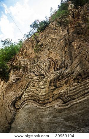 Stunningly Beautiful Original Stone Walls Of The Gorge Panta Vrexei In Evritaniia, Greece