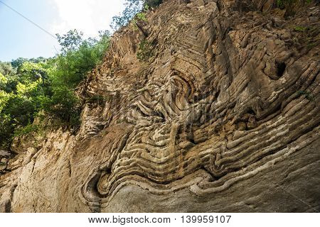 Stunningly Beautiful Original Stone Walls Of The Gorge Panta Vrexei In Evritaniia, Greece