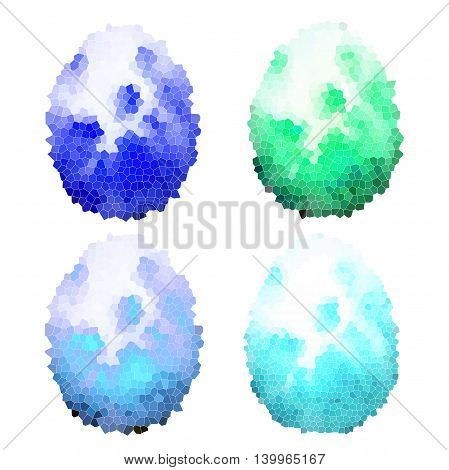 set of vector colorful mosaic eggs for postcard for Easter for backgrounds and textures
