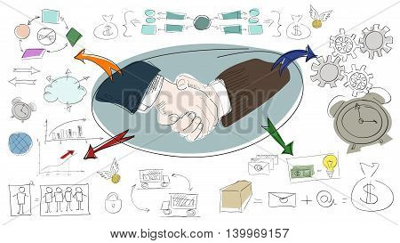 Handshake of business partners on a white background