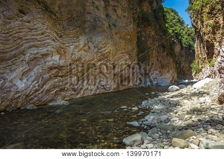 Mountain River Gorge Near Panta Vrexei In Evritania, Greece