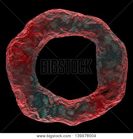 3D render bacteria virus in random color isolated on black background. 3d render microbe. Human immune system virus on black background. Microbe on the black screen. Bacteria virus or germs microorganism cells under microscope. High Quality 3D Render