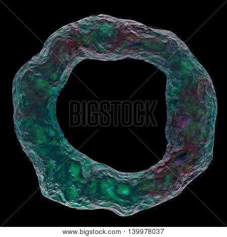 3D render bacteria virus in random color isolated on black background. 3d render microbe. Human immune system virus on black background. Microbe on the black screen. Bacteria virus or germs microorganism cells under microscope. High Quality 3D Render