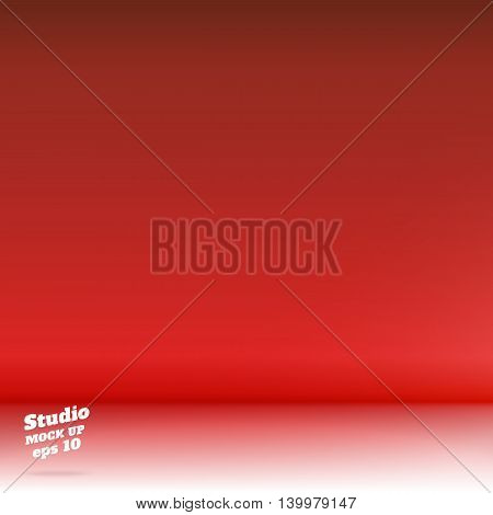 Vector,empty White Floor Gradient To Vivid Red Studio Room Background ,template Mock Up For Display