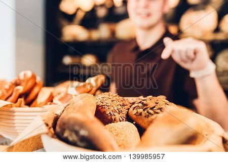 Breadbasket with different varieties of bread rolls