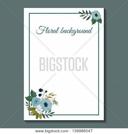 Flower invintation template. Greeting card. Flowers invitation design template to celebration with flower decoration vector illustration. Vintage flowers in modern style. Flowers card for romantic and wedding design. Flowers background. Card with flowers.