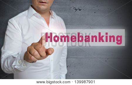 Home Banking Touchscreen Is Operated By Man