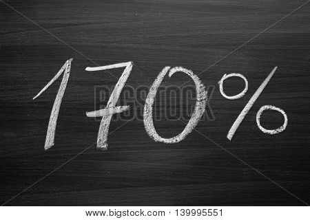 170 percent header written with a chalk on the blackboard