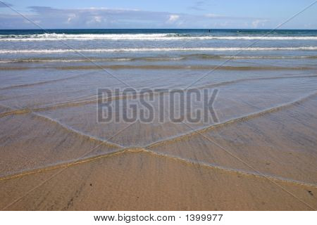 Clear Water Ripples Cross sulla spiaggia, Gwithian Sands, Cornovaglia