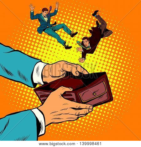 corruption bribe dependent on the money people pop art retro vector illustration
