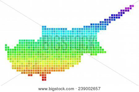 Dotted Cyprus Island Map. Vector Territory Scheme In Impressive Spectral Color Tones With Vertical G
