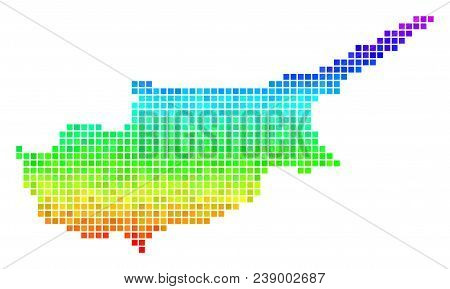 Pixel Cyprus Map. Vector Territorial Plan In Impressive Rainbow Color Tinges With Vertical Gradient.