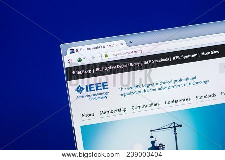 Ryazan, Russia - April 29, 2018: Homepage Of Ieee Website On The Display Of Pc, Url - Ieee.org.