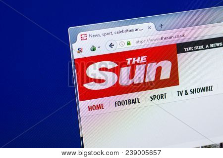 Ryazan, Russia - April 29, 2018: Homepage Of Thesun Website On The Display Of Pc, Url - Thesun.co.uk