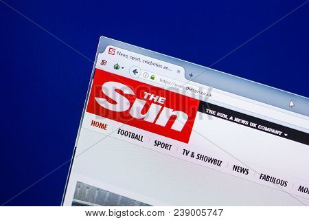 Ryazan, Russia - April 29, 2018: Homepage Of Thesun Website On The Display Of Pc, Url - Thesun.co.uk