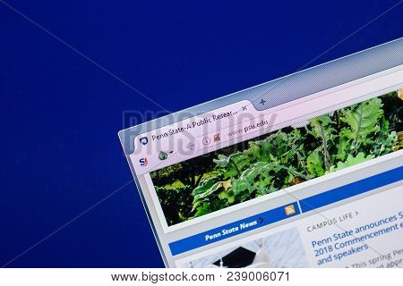 Ryazan, Russia - April 29, 2018: Homepage Of Psu Website On The Display Of Pc, Url - Psu.edu.