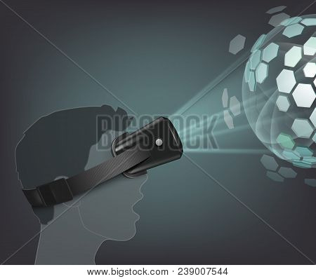 Vector Optical Head-mounted Display Or Virtual Reality Glasses With Futuristic Holographic Touchscre