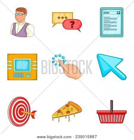 Working Conference Icons Set. Cartoon Set Of 9 Working Conference Vector Icons For Web Isolated On W