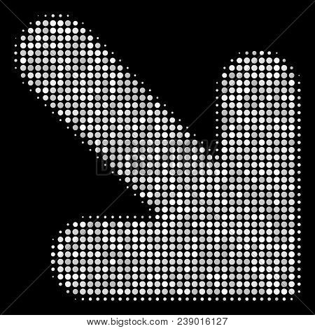 Arrow Down Right Halftone Vector Icon. Illustration Style Is Pixelated Iconic Arrow Down Right Symbo