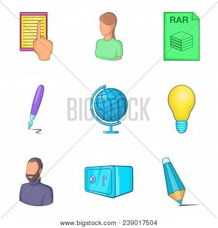 Business Location Icons Set. Cartoon Set Of 9 Business Location Vector Icons For Web Isolated On Whi