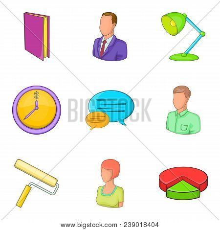 Job Of Industry Icons Set. Cartoon Set Of 9 Job Of Industry Vector Icons For Web Isolated On White B