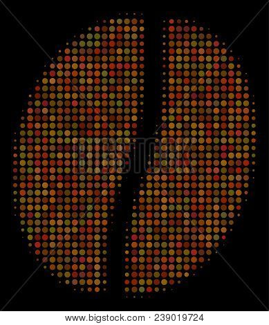 Coffee Bean Halftone Vector Icon. Illustration Style Is Dot Iconic Coffee Bean Symbol On A Black Bac