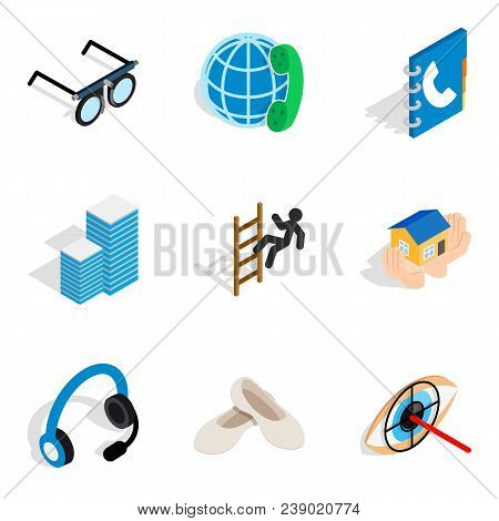 Job Sample Icons Set. Isometric Set Of 9 Job Sample Vector Icons For Web Isolated On White Backgroun