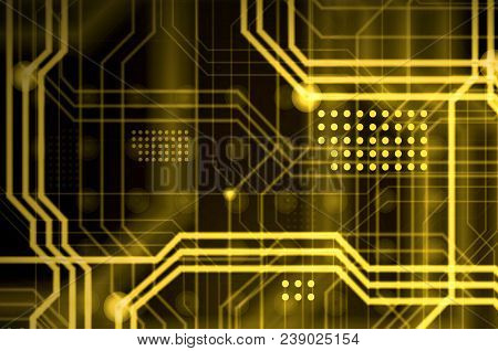 An Abstract Technological Background Consisting Of A Multitude Of Luminous Guiding Lines And Dots Fo