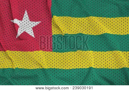Togo Flag Printed On A Polyester Nylon Sportswear Mesh Fabric With Some Folds