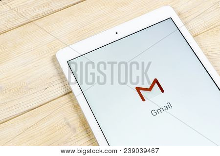 Sankt-petersburg, Russia, April 2, 2018: Google Gmail Application Icon On Apple Ipad Smartphone Scre