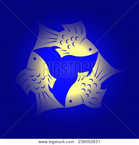 Trinity Sunday. The Concept Of A Religious Christian Holiday. Three Fish, Located Symmetrically. Yel