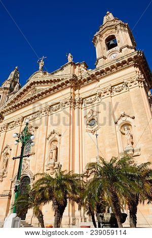 View Of Naxxar Parish Church, Naxxar, Malta, Europe.