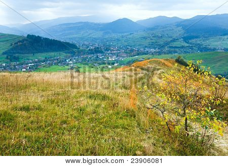 Autumn Mountain Country Landscape (carpathian, Ukraine).