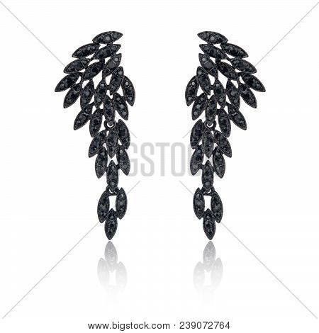 Pair Of Spinel Diamond Earrings Isolated On White