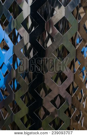 Metal Textred Tube, Head On The Pipe Of Jakuzzi, Metal Background With Rhombus Texture