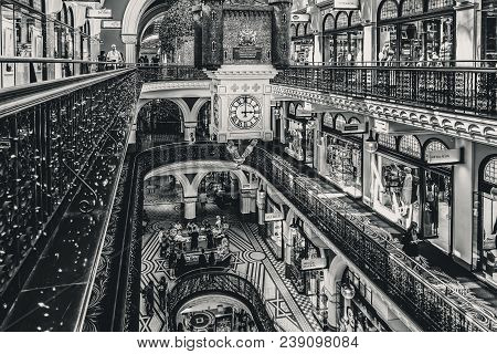 Sydney, Australia - Nov 14, 2017: Interior Of The Iconic Queen Victoria Building (qvb) On George Str