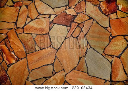 Stone-lined Heterogeneous Background, Textured Surface, Close Up