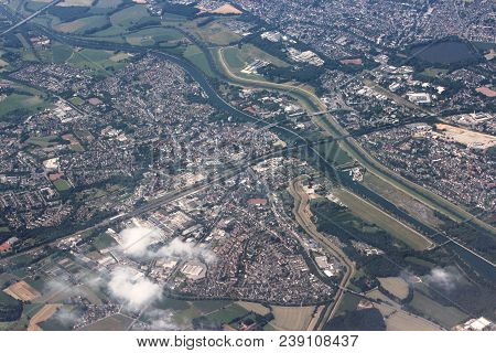 Aerial View Of Germany - Dorsten And Hervest Towns In Westphalia.
