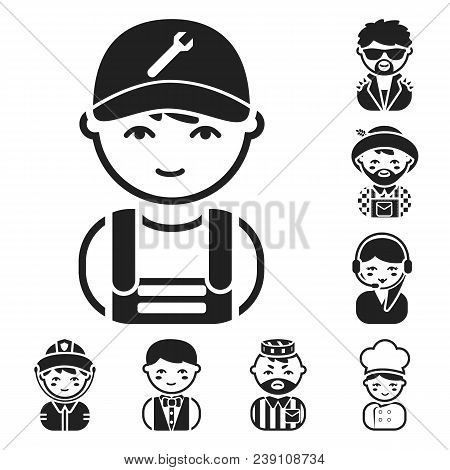 People Of Different Professions Black Icons In Set Collection For Design. Worker And Specialist Vect