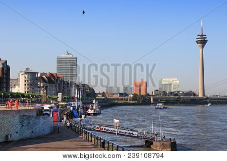 Dusseldorf, Germany - July 8, 2013: People Visit Dusseldorf, Germany. Dusseldorf Is 7th Most Populou